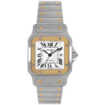 Cartier Santos Series 18kt Yellow Gold And Stainless Steel Mens Automatic Wristwatch-W20058C4 Cartier Santos Series 18kt Yellow Gold And Stainless Steel Mens Automatic Wristwatch-W20058C4