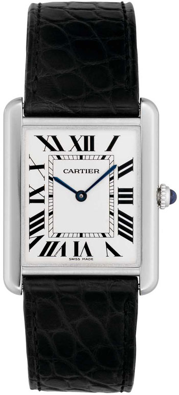 Cartier Tank Solo Fashionable 18k White Gold Mens Swiss Quartz Wristwatch-W1018355 Cartier Tank Solo Fashionable 18k White Gold Mens Swiss Quartz Wristwatch-W1018355