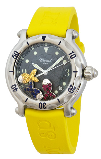 Chopard Happy Beach Series Jeweled Fish Steel Ladies Quartz Watch 288347-3012 in Yellow Chopard Happy Beach Series Jeweled Fish Steel Ladies Quartz Watch 288347-3012 in Yellow