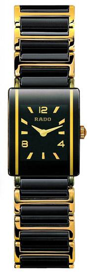 Rado Integral Series Black Ceramic with 18kt Yellow Gold Quartz Mini Ladies Watch R20383192