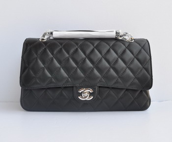 Chanel Marble 2.55 Double Flap Handbag 1113 Black with Silver Chain Chanel Marble 2.55 Double Flap Handbag 1113 Black with Silver Chain