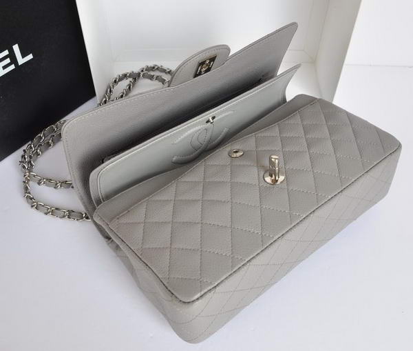 Chanel A1112 2.55 Series Flap Bag Original Caviar Leather Grey Chanel A1112 2.55 Series Flap Bag Original Caviar Leather Grey