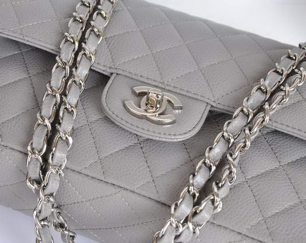 Chanel A1112 2.55 Series Flap Bag Original Caviar Leather Grey Chanel A1112 2.55 Series Flap Bag Original Caviar Leather Grey