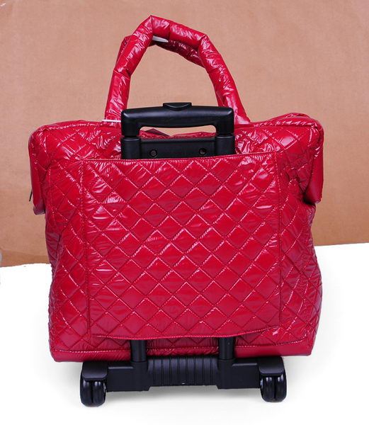 Chanel CoCo Cocoon Quilted Nylon Trolley A47205 Red Chanel CoCo Cocoon Quilted Nylon Trolley A47205 Red