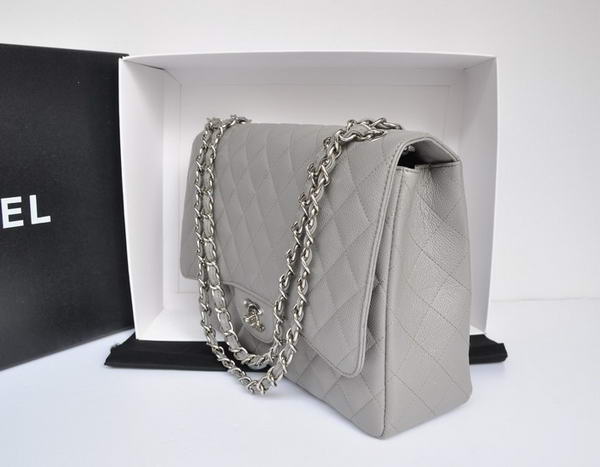 Chanel Original Caviar Leather Jumbo Flap Bag A47600 Grey Chanel Original Caviar Leather Jumbo Flap Bag A47600 Grey