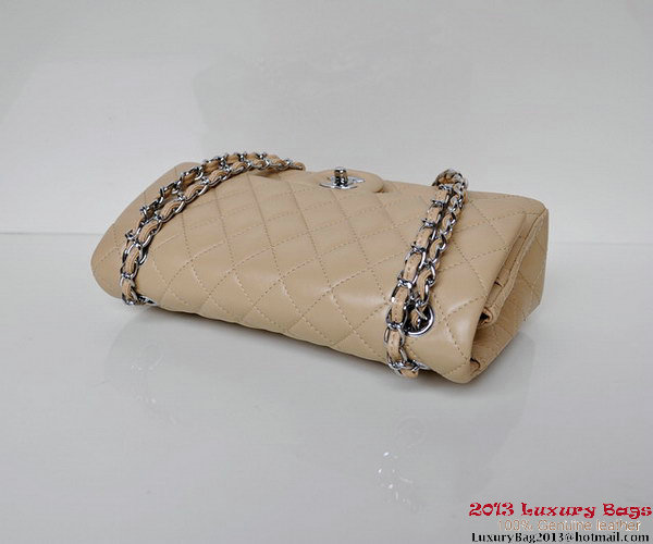 Chanel A01112 Classic Flap Bag Apricot Sheepskin Silver Chanel A01112 Classic Flap Bag Apricot Sheepskin Silver