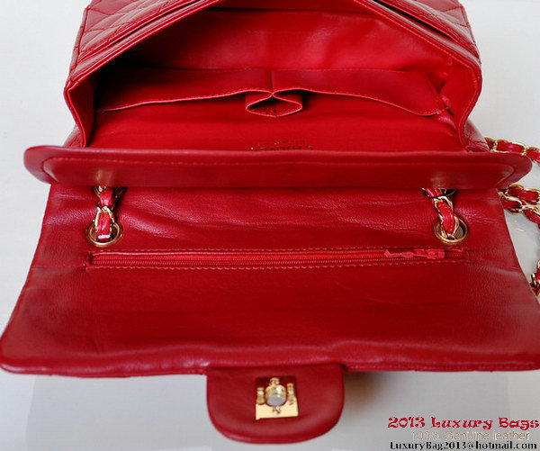 Chanel A01112 Classic Flap Bag Red Sheepskin Gold Chanel A01112 Classic Flap Bag Red Sheepskin Gold