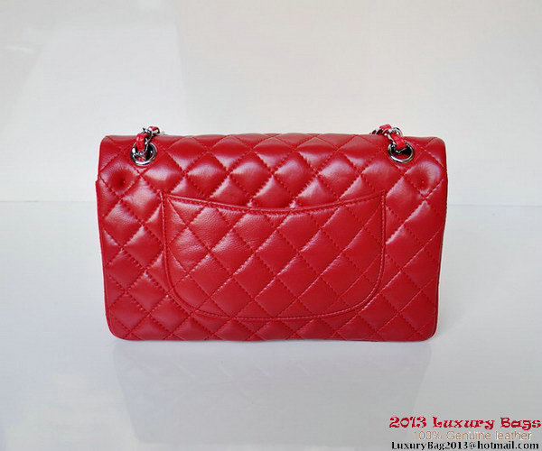 Chanel A01112 Classic Flap Bag Red Sheepskin Silver Chanel A01112 Classic Flap Bag Red Sheepskin Silver