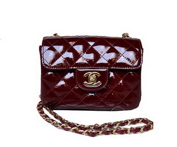 Chanel A01115 mini Flap Bag Bordeaux Patent Leather Gold Chanel A01115 mini Flap Bag Bordeaux Patent Leather Gold