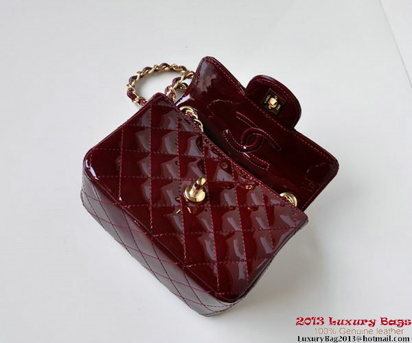 Chanel A01115 mini Flap Bag Bordeaux Patent Leather Gold Chanel A01115 mini Flap Bag Bordeaux Patent Leather Gold