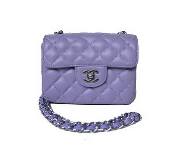 Chanel A01115 mini Flap Bag Violet Sheepskin Leather Silver Chanel A01115 mini Flap Bag Violet Sheepskin Leather Silver