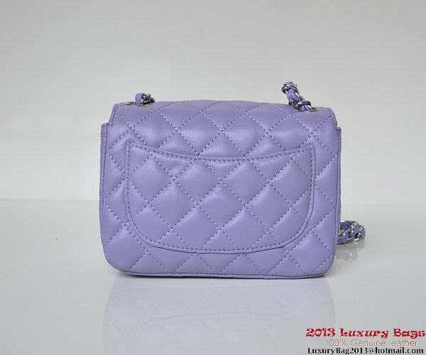 Chanel A01115 mini Flap Bag Violet Sheepskin Leather Silver Chanel A01115 mini Flap Bag Violet Sheepskin Leather Silver