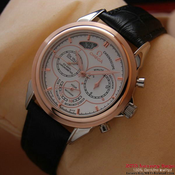 OMEGA DE VILLE CO-AXIAL CHRONOSCOPE Red Gold on Black Leather Strap OM77419 OMEGA DE VILLE CO-AXIAL CHRONOSCOPE Red Gold on Black Leather Strap OM77419