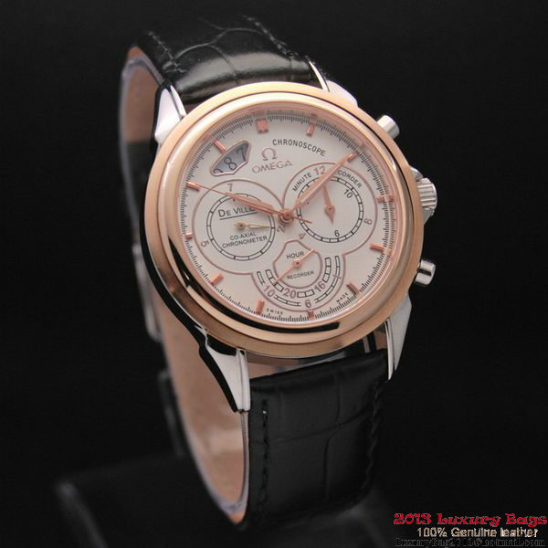 OMEGA DE VILLE CO-AXIAL CHRONOSCOPE Red Gold on Black Leather Strap OM77419 OMEGA DE VILLE CO-AXIAL CHRONOSCOPE Red Gold on Black Leather Strap OM77419