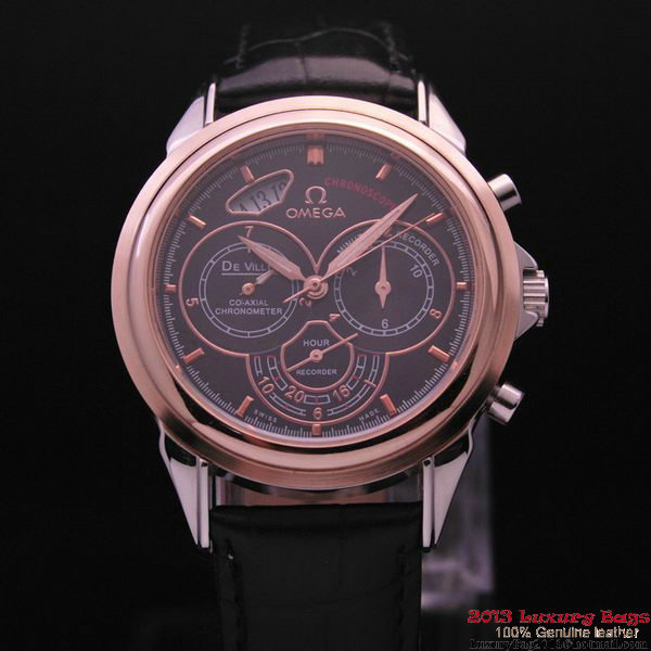OMEGA DE VILLE CO-AXIAL CHRONOSCOPE Red Gold on Black Leather Strap OM77423 OMEGA DE VILLE CO-AXIAL CHRONOSCOPE Red Gold on Black Leather Strap OM77423