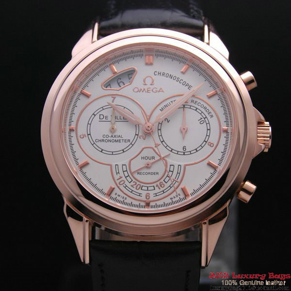OMEGA DE VILLE CO-AXIAL CHRONOSCOPE Red Gold on Black Leather Strap OM77425 OMEGA DE VILLE CO-AXIAL CHRONOSCOPE Red Gold on Black Leather Strap OM77425