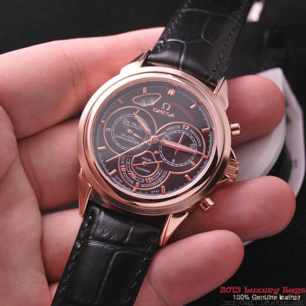 OMEGA DE VILLE CO-AXIAL CHRONOSCOPE Red Gold on Black Leather Strap OM77427 OMEGA DE VILLE CO-AXIAL CHRONOSCOPE Red Gold on Black Leather Strap OM77427