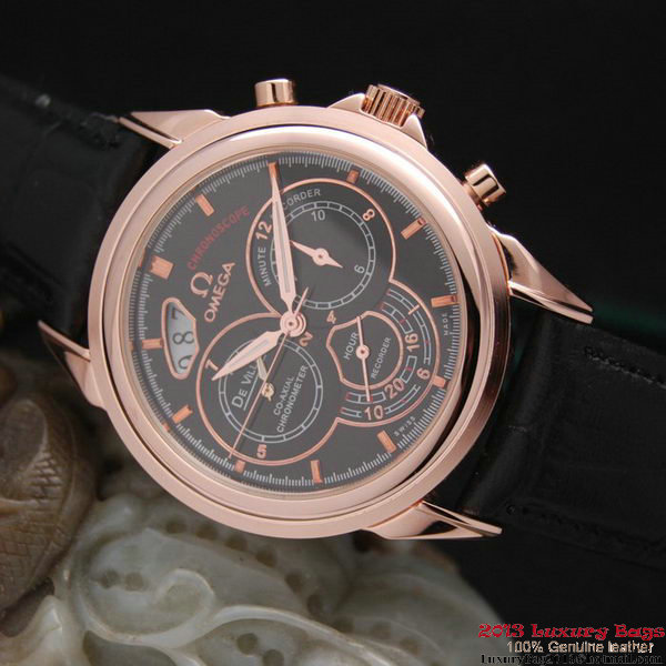OMEGA DE VILLE CO-AXIAL CHRONOSCOPE Red Gold on Black Leather Strap OM77427 OMEGA DE VILLE CO-AXIAL CHRONOSCOPE Red Gold on Black Leather Strap OM77427