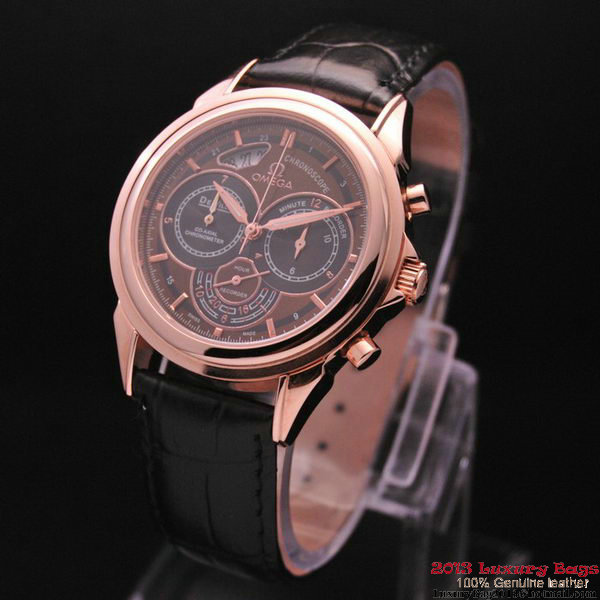 OMEGA DE VILLE CO-AXIAL CHRONOSCOPE Red Gold on Black Leather Strap OM77428 OMEGA DE VILLE CO-AXIAL CHRONOSCOPE Red Gold on Black Leather Strap OM77428