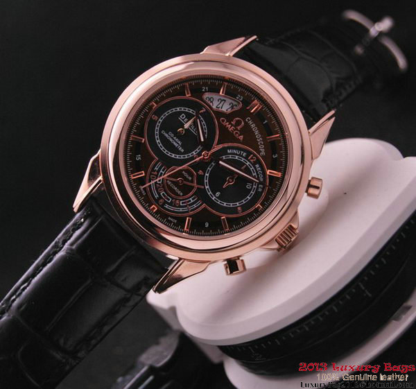OMEGA DE VILLE CO-AXIAL CHRONOSCOPE Red Gold on Black Leather Strap OM77428 OMEGA DE VILLE CO-AXIAL CHRONOSCOPE Red Gold on Black Leather Strap OM77428