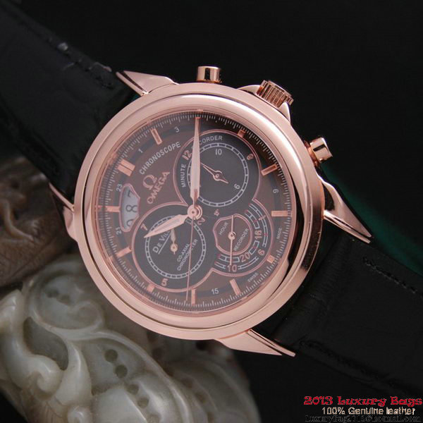 OMEGA DE VILLE CO-AXIAL CHRONOSCOPE Red Gold on Black Leather Strap OM77428 OMEGA DE VILLE CO-AXIAL CHRONOSCOPE Red Gold on Black Leather Strap OM77428