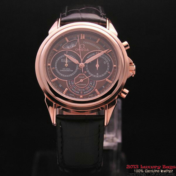 OMEGA DE VILLE CO-AXIAL CHRONOSCOPE Red Gold on Black Leather Strap OM77428 OMEGA DE VILLE CO-AXIAL CHRONOSCOPE Red Gold on Black Leather Strap OM77428