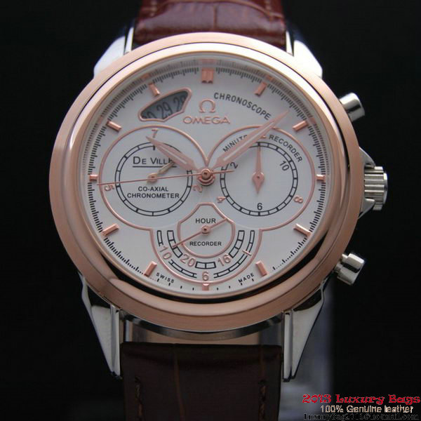 OMEGA DE VILLE CO-AXIAL CHRONOSCOPE Red Gold on Brown Leather Strap OM77418 OMEGA DE VILLE CO-AXIAL CHRONOSCOPE Red Gold on Brown Leather Strap OM77418