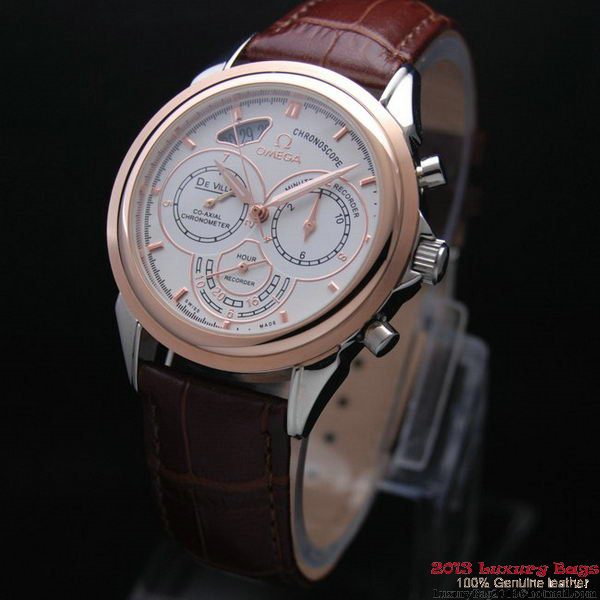 OMEGA DE VILLE CO-AXIAL CHRONOSCOPE Red Gold on Brown Leather Strap OM77418 OMEGA DE VILLE CO-AXIAL CHRONOSCOPE Red Gold on Brown Leather Strap OM77418