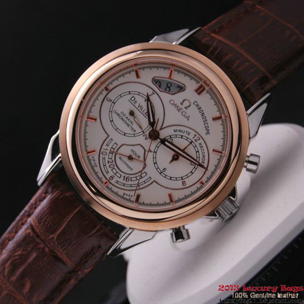 OMEGA DE VILLE CO-AXIAL CHRONOSCOPE Red Gold on Brown Leather Strap OM77418 OMEGA DE VILLE CO-AXIAL CHRONOSCOPE Red Gold on Brown Leather Strap OM77418
