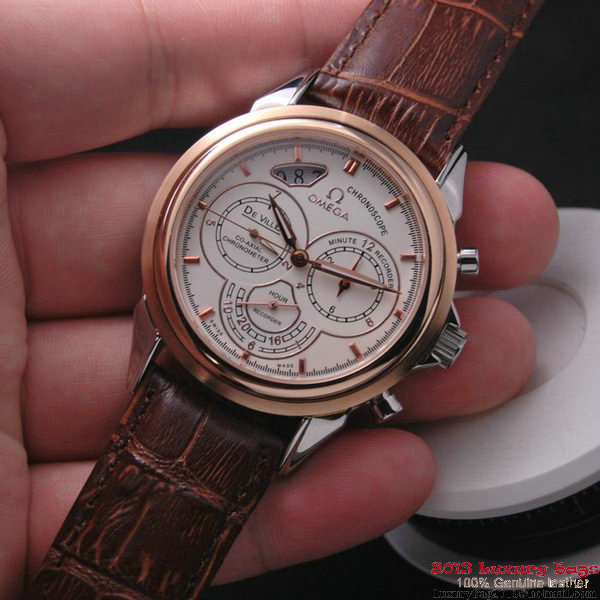 OMEGA DE VILLE CO-AXIAL CHRONOSCOPE Red Gold on Brown Leather Strap OM77418 OMEGA DE VILLE CO-AXIAL CHRONOSCOPE Red Gold on Brown Leather Strap OM77418