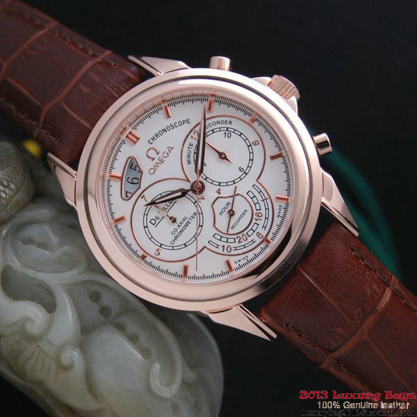 OMEGA DE VILLE CO-AXIAL CHRONOSCOPE Red Gold on Brown Leather Strap OM77424 OMEGA DE VILLE CO-AXIAL CHRONOSCOPE Red Gold on Brown Leather Strap OM77424