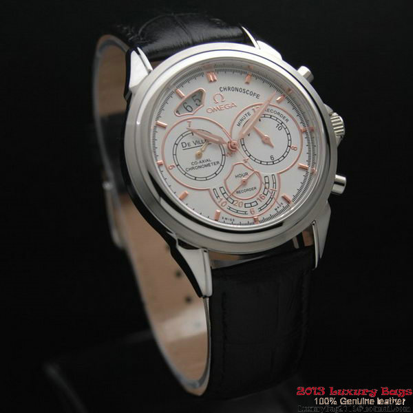 OMEGA DE VILLE CO-AXIAL CHRONOSCOPE Steel on Black Leather Strap OM77403 OMEGA DE VILLE CO-AXIAL CHRONOSCOPE Steel on Black Leather Strap OM77403
