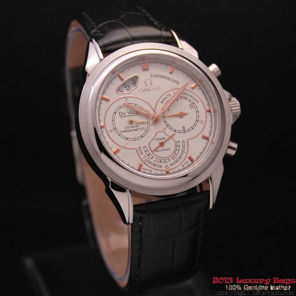 OMEGA DE VILLE CO-AXIAL CHRONOSCOPE Steel on Black Leather Strap OM77403 OMEGA DE VILLE CO-AXIAL CHRONOSCOPE Steel on Black Leather Strap OM77403