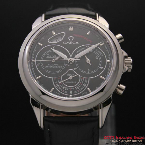 OMEGA DE VILLE CO-AXIAL CHRONOSCOPE Steel on Black Leather Strap OM77411 OMEGA DE VILLE CO-AXIAL CHRONOSCOPE Steel on Black Leather Strap OM77411