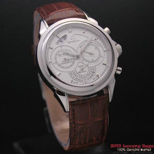 OMEGA DE VILLE CO-AXIAL CHRONOSCOPE Steel on Brown Leather Strap OM77401 OMEGA DE VILLE CO-AXIAL CHRONOSCOPE Steel on Brown Leather Strap OM77401