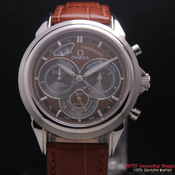 OMEGA DE VILLE CO-AXIAL CHRONOSCOPE Steel on Brown Leather Strap OM77406 OMEGA DE VILLE CO-AXIAL CHRONOSCOPE Steel on Brown Leather Strap OM77406