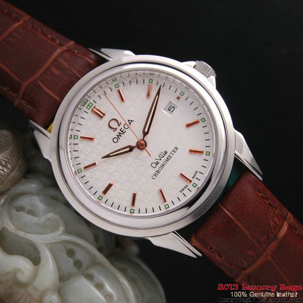 OMEGA DE VILLE Chronometer Steel on Brown Strap OM77301 OMEGA DE VILLE Chronometer Steel on Brown Strap OM77301