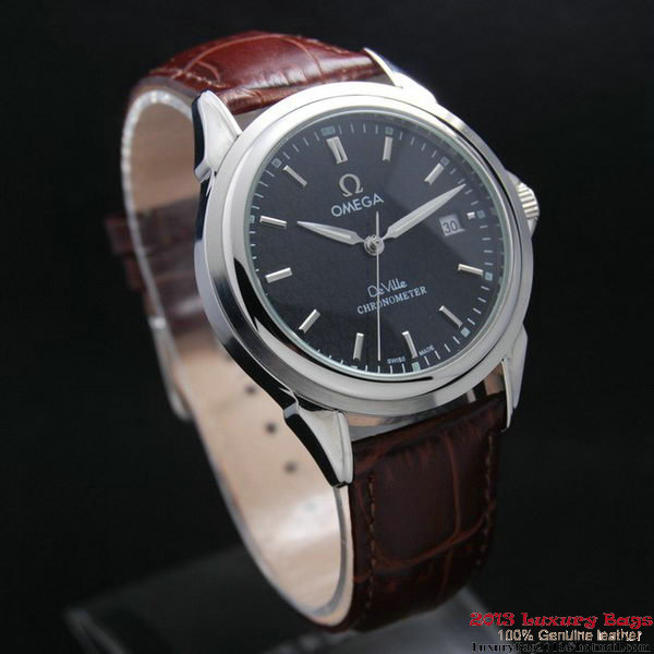 OMEGA DE VILLE Chronometer Steel on Brown Strap OM77307 OMEGA DE VILLE Chronometer Steel on Brown Strap OM77307