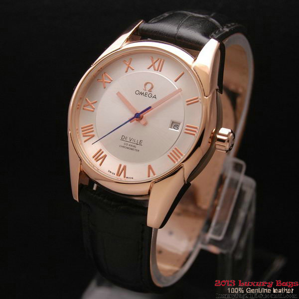OMEGA DE VILLE Co-AXIAL CHRONOMETER Red Gold on Black Leather Strap OM77022 OMEGA DE VILLE Co-AXIAL CHRONOMETER Red Gold on Black Leather Strap OM77022