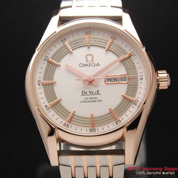 OMEGA DE VILLE HOUR VISION ANNUAL CALENDAR Red Gold on Steel Strap OM77125 OMEGA DE VILLE HOUR VISION ANNUAL CALENDAR Red Gold on Steel Strap OM77125