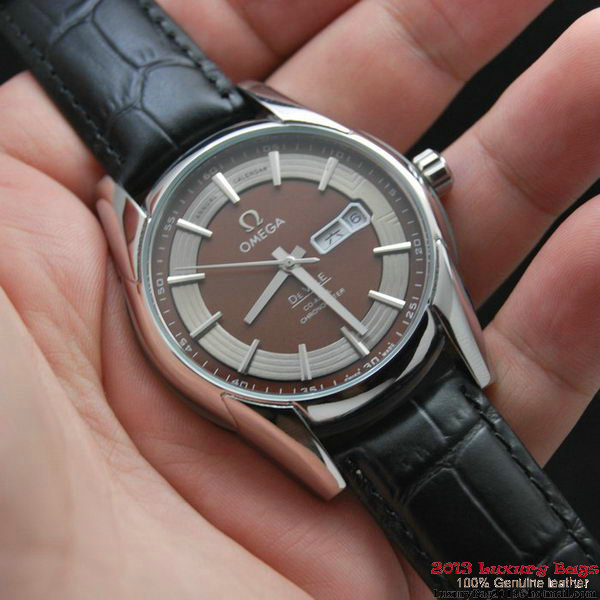 OMEGA DE VILLE HOUR VISION ANNUAL CALENDAR Steel on Black Leather Strap OM77110 OMEGA DE VILLE HOUR VISION ANNUAL CALENDAR Steel on Black Leather Strap OM77110