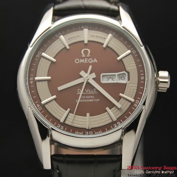 OMEGA DE VILLE HOUR VISION ANNUAL CALENDAR Steel on Black Leather Strap OM77110 OMEGA DE VILLE HOUR VISION ANNUAL CALENDAR Steel on Black Leather Strap OM77110