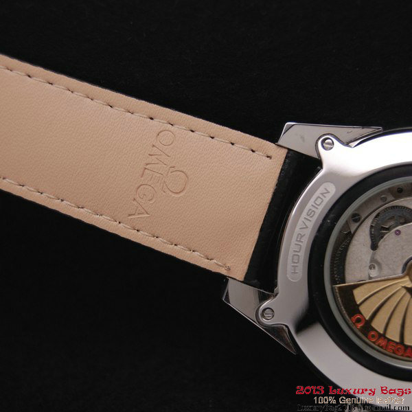 OMEGA DE VILLE HOUR VISION ANNUAL CALENDAR Steel on Black Leather Strap OM77110 OMEGA DE VILLE HOUR VISION ANNUAL CALENDAR Steel on Black Leather Strap OM77110