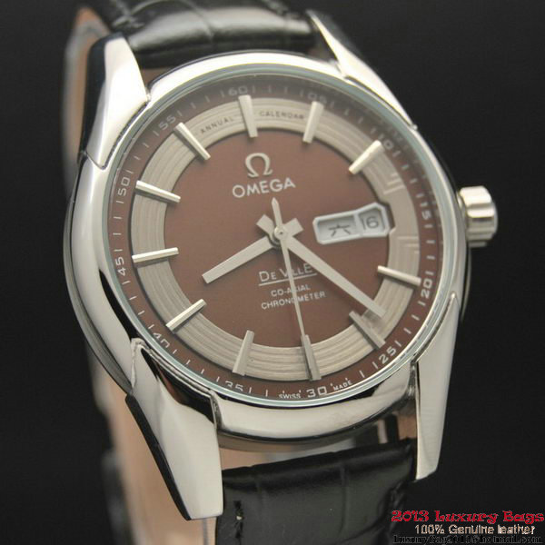 OMEGA DE VILLE HOUR VISION ANNUAL CALENDAR Steel on Black Leather Strap OM77110 OMEGA DE VILLE HOUR VISION ANNUAL CALENDAR Steel on Black Leather Strap OM77110