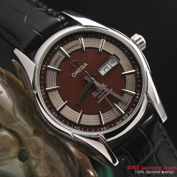 OMEGA DE VILLE HOUR VISION ANNUAL CALENDAR Steel on Black Leather Strap OM77110 OMEGA DE VILLE HOUR VISION ANNUAL CALENDAR Steel on Black Leather Strap OM77110