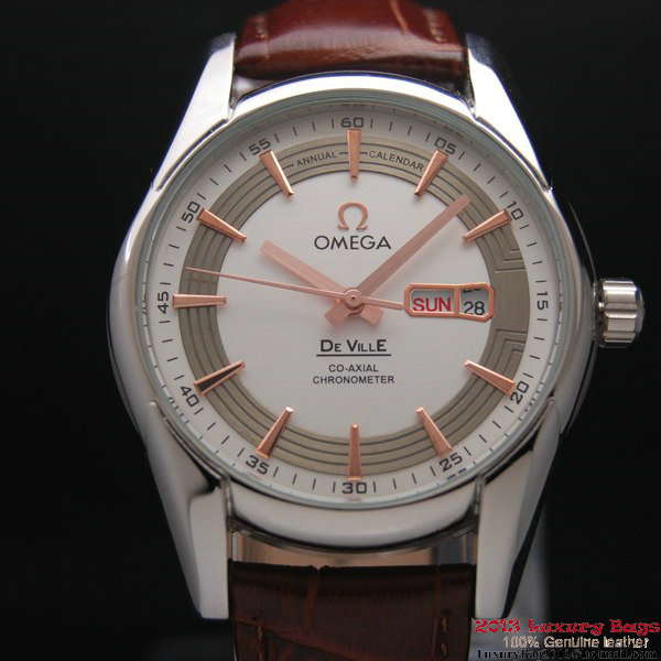 OMEGA DE VILLE HOUR VISION ANNUAL CALENDAR Steel on Brown Leather Strap OM77101 OMEGA DE VILLE HOUR VISION ANNUAL CALENDAR Steel on Brown Leather Strap OM77101