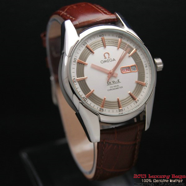 OMEGA DE VILLE HOUR VISION ANNUAL CALENDAR Steel on Brown Leather Strap OM77101 OMEGA DE VILLE HOUR VISION ANNUAL CALENDAR Steel on Brown Leather Strap OM77101