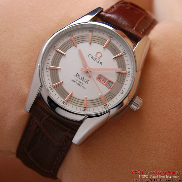 OMEGA DE VILLE HOUR VISION ANNUAL CALENDAR Steel on Brown Leather Strap OM77101 OMEGA DE VILLE HOUR VISION ANNUAL CALENDAR Steel on Brown Leather Strap OM77101