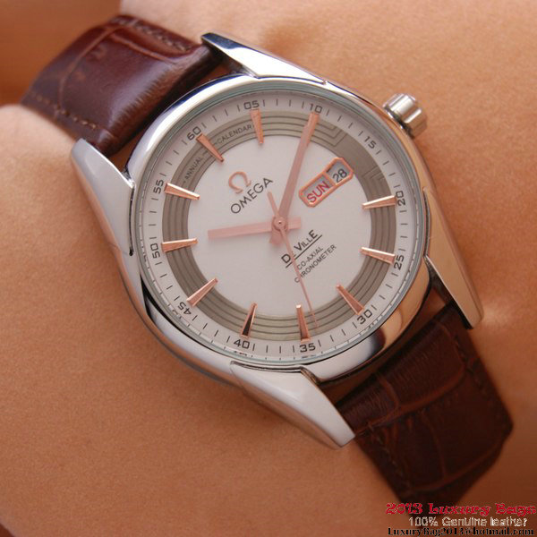 OMEGA DE VILLE HOUR VISION ANNUAL CALENDAR Steel on Brown Leather Strap OM77101 OMEGA DE VILLE HOUR VISION ANNUAL CALENDAR Steel on Brown Leather Strap OM77101
