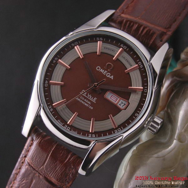 OMEGA DE VILLE HOUR VISION ANNUAL CALENDAR Steel on Brown Leather Strap OM77103 OMEGA DE VILLE HOUR VISION ANNUAL CALENDAR Steel on Brown Leather Strap OM77103